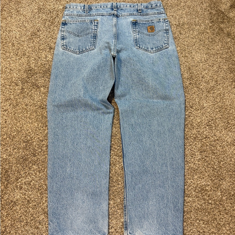 Vintage Carhartt Jeans 36x30 Blue Relaxed Tapered Fit Light Faded Workwear
